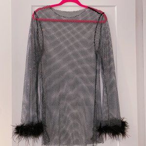 NEW White Fox Disco Inferno Long Sleeve Mini Dress Black